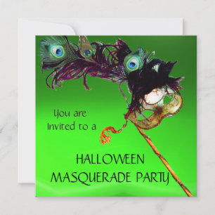 HALLOWEEN MASKENBALL, Grün Orange Einladung
