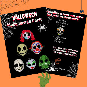 Halloween Maskenteil verkleidet Maskerade Einladung