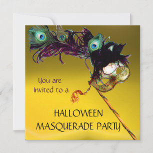 HALLOWEEN MASQUERADE PARTY Gelb Orange blau Einladung