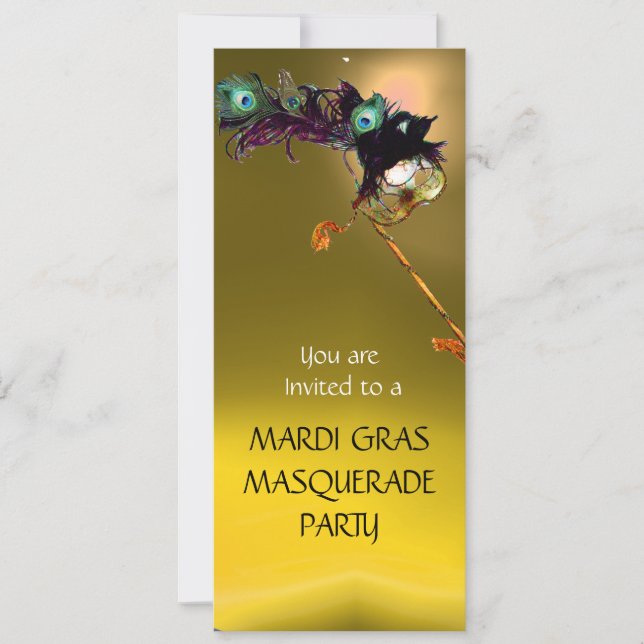 HALLOWEEN MASQUERADE PARTY, gelb Orange Einladung (Vorderseite)