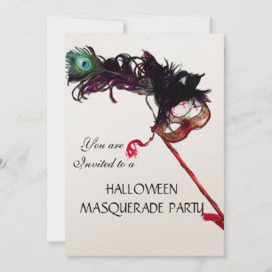 HALLOWEEN MASQUERADE PARTY, metallischer Champagne Einladung