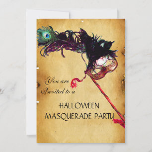 HALLOWEEN MASQUERADE PARTY, Pergament Einladung