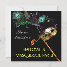 HALLOWEEN MASQUERADE PARTY, schwarz-gelb Einladung