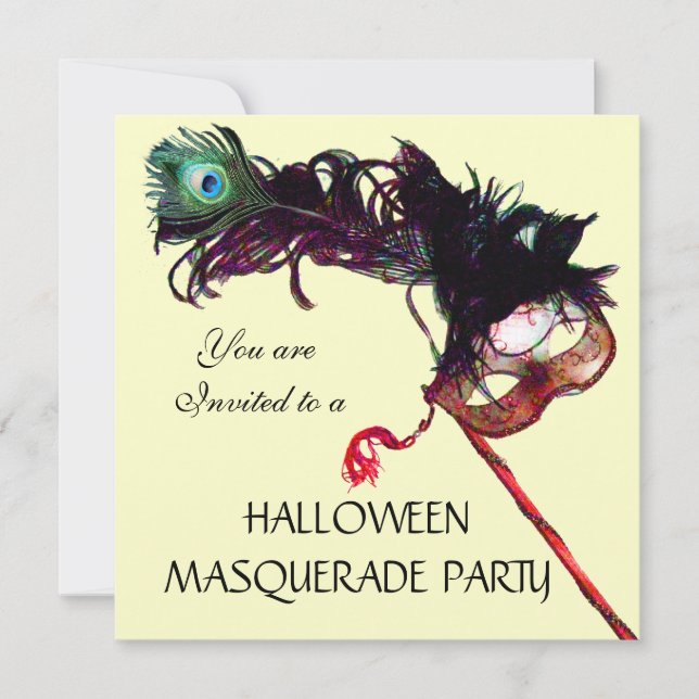 HALLOWEEN MASQUERADE PARTY, Schwarzes Gold Einladung (Vorderseite)