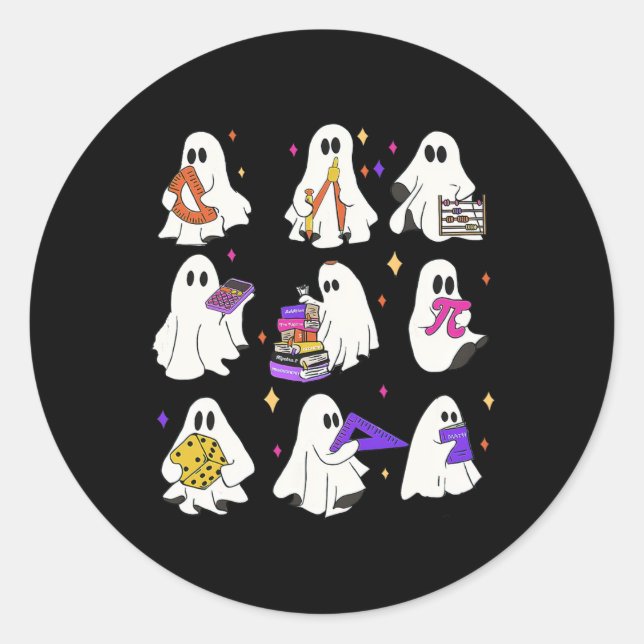 Halloween Mathelehrer Runder Aufkleber (Vorderseite)