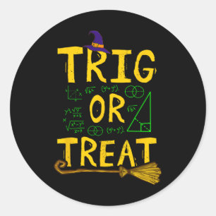 Halloween Mathematik Lehrer Trig oder Leckerei Stu Runder Aufkleber