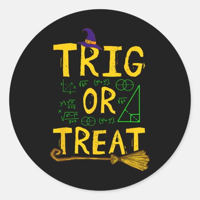 Halloween Mathematik Lehrer Trig oder Leckerei Stu Runder Aufkleber (Vorderseite)