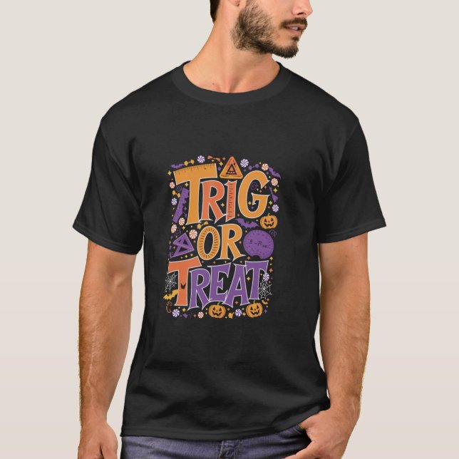 Halloween Mathematik Trig oder Leckerei Lehrer Kos T-Shirt (Vorderseite)