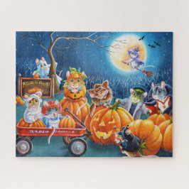 Halloween Mäuse in Pumpkin Patch Wasserfarbe Kunst