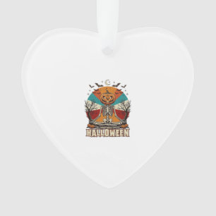 Halloween meditierender Kürbisskelett Retro-Sonne  Ornament