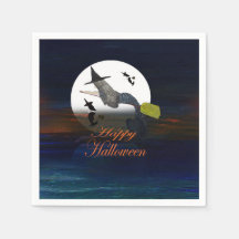 Halloween-Meereshexe bei Mondlicht-Partyservietten