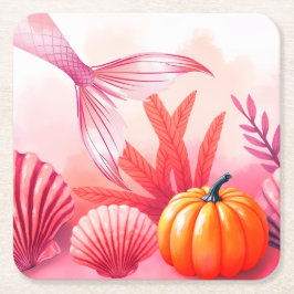 Halloween Meerjungfrau Rosa Rechteckiger Pappuntersetzer