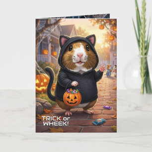 Halloween Meerschweinchen, Katzenkostüm Trick or W Karte