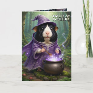 Halloween Meerschweinchen, Zauberer & Hexenbrauen Karte