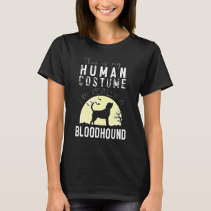 Halloween-Menschenkostüm Bluthund Mond Silhouette T-Shirt