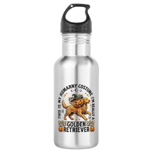 Halloween-Menschenkostüm Golden Retriever Kürbis W Edelstahlflasche