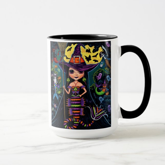 Halloween Mermaid Hexch Mercats Ghosts Pumpkins Tasse (Rechts)