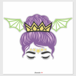 Halloween Messy Bun mit Bat Wings Aufkleber