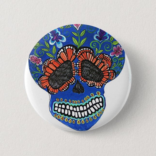 Halloween-Mexikanerart Button (Vorderseite)