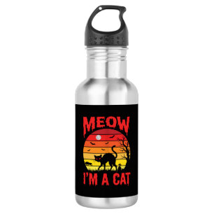 Halloween Miau Ich bin eine Katze Retro Sonnenunte Edelstahlflasche
