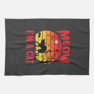 Halloween Miau Ich bin eine Katze Retro Sonnenunte Geschirrtuch