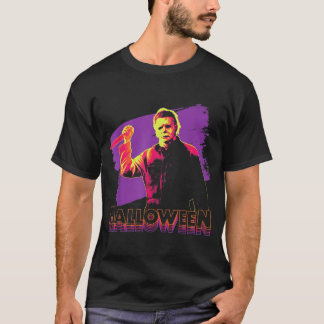 Halloween Michael Myers Neon Portrait T-Shirt