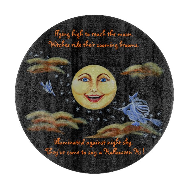 Halloween milderte Glasschneidenbrett, Hexen Schneidebrett (Vorderseite)