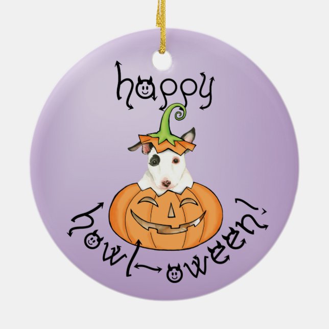 Halloween Mini Bull Terrier Keramik Keramik Ornament (Hinten)
