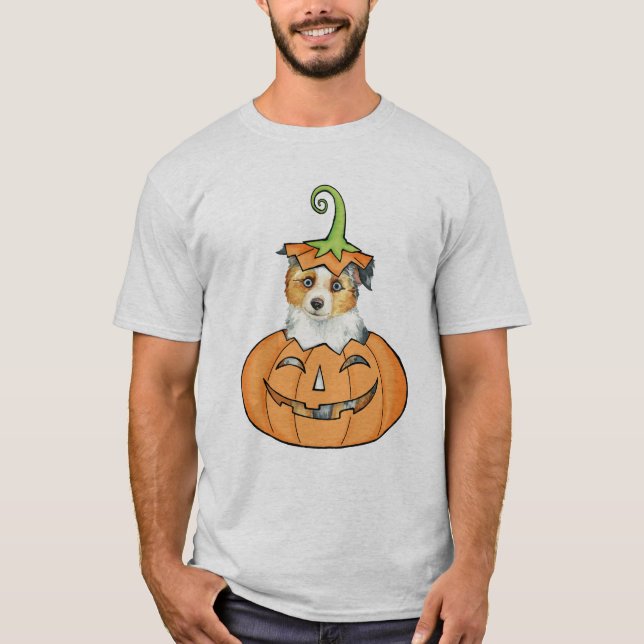 Halloween Miniaturamerikanischer Schäferhund T-Shirt (Vorderseite)