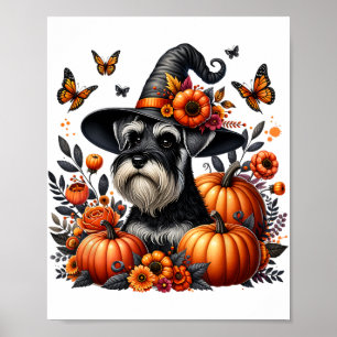 Halloween Miniature Schnauzer Dog Pumpkin Herbst F Poster