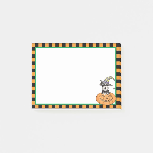 Halloween Miniature Schnauzer Post-it Klebezettel (Vorderseite)