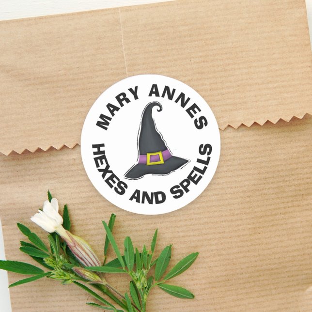 Halloween Minimalistisch Hexen Hat Whimsical Gefal Runder Aufkleber (Von Creator hochgeladen)