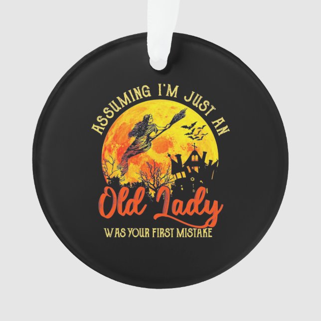 Halloween mit alter Dame Ornament (Vorderseite)