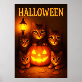 Halloween mit Cat Orange Digital Art Poster