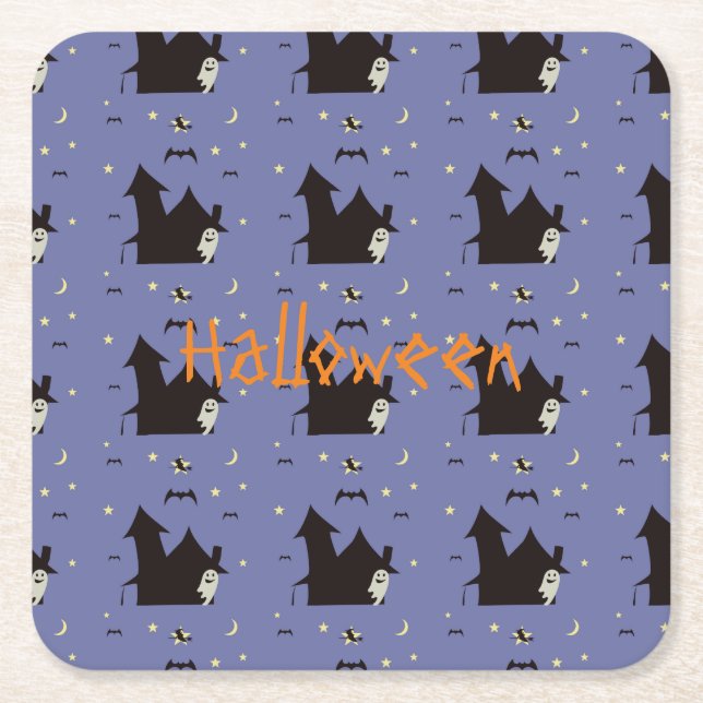 Halloween mit Geisterwitzen und Fledermäusen Rechteckiger Pappuntersetzer (Vorderseite)