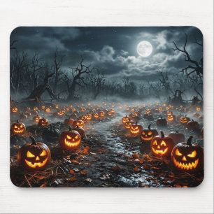 Halloween mit gruseligen Bäumen und Jack O Lantern Mousepad