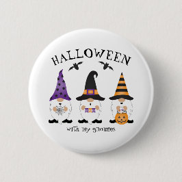 Halloween mit meinen Gnomen Lila Orange Button