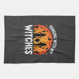 Halloween mit meinen Hexen hängend Vintage Mond Geschirrtuch