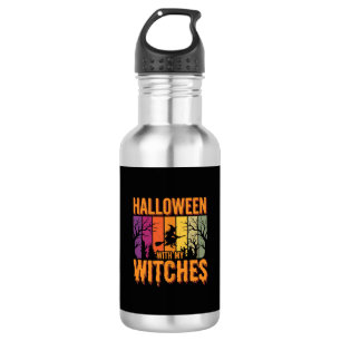 Halloween mit meinen Hexen Retro-Sonnenuntergang Edelstahlflasche