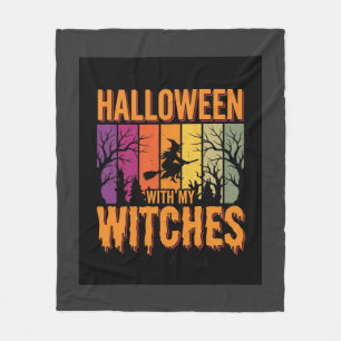 Halloween mit meinen Hexen Retro-Sonnenuntergang Fleecedecke