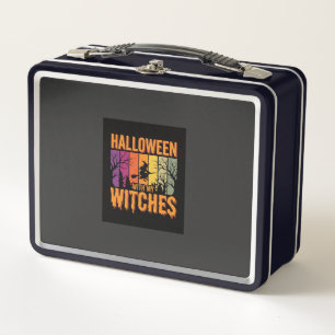 Halloween Mit Meinen Hexen Retro-Sonnenuntergang Metall Brotdose