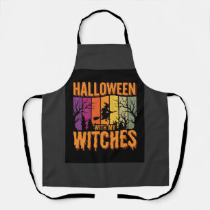 Halloween Mit Meinen Hexen Retro Sonnenuntergang Schürze