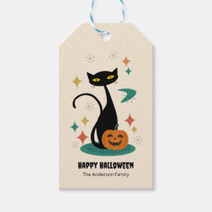 Halloween Mitte Jahrhunderts Schwarze Katze Geschenkanhänger