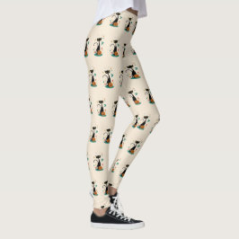 Halloween Mitte Jahrhunderts Schwarze Katze Leggings