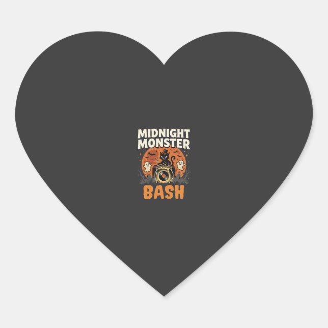 Halloween Mitternacht Monster Bash Herz-Aufkleber (Vorderseite)