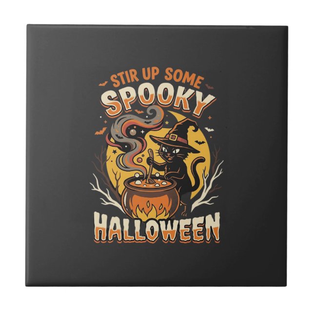 Halloween Mitternachts-Zauber-Magie Fliese (Vorderseite)