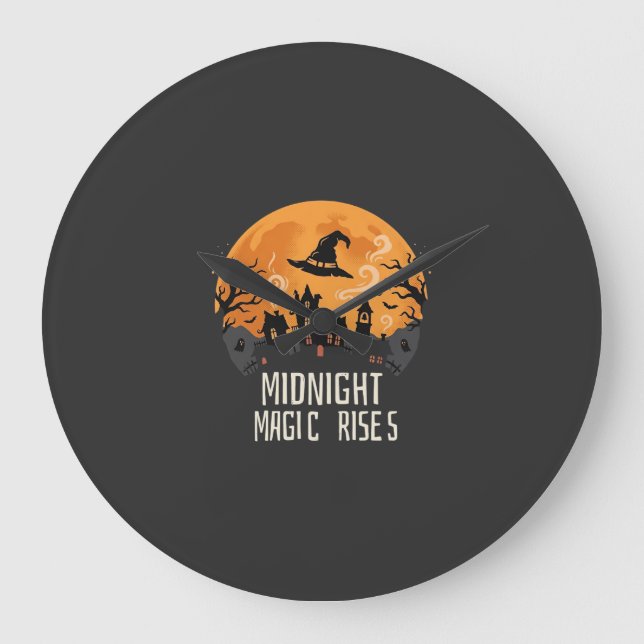 Halloween Mitternachtszauber Große Wanduhr (Vorderseite)