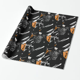 Halloween Modebild mit Besen Geschenkpapier