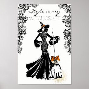 Halloween Modebild mit schwarzer Spitze Poster
