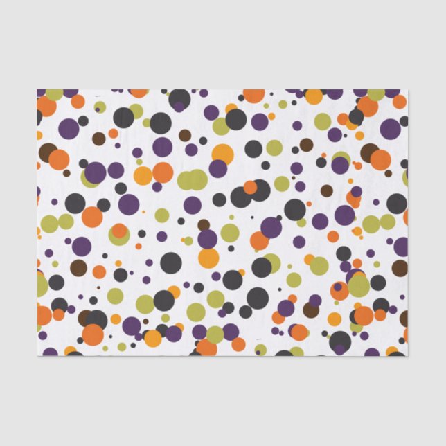Halloween Modern Polka Dots in Orange Green Lila Seidenpapier (Vorderseite)
